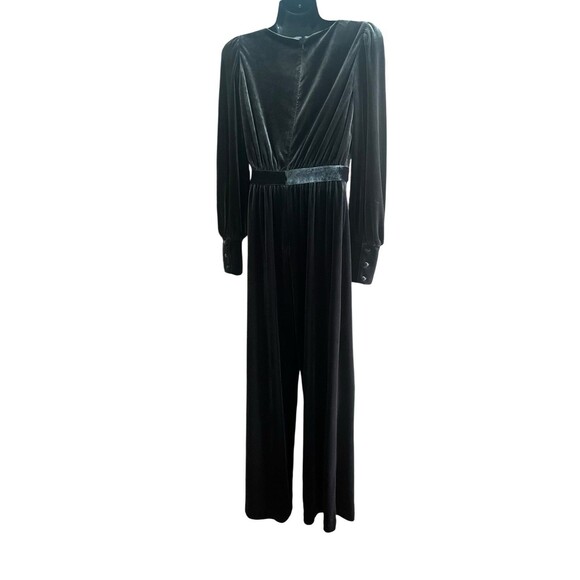 Eliza J Velvet Jumpsuit Size 4 Gray Long Sleeve - Picture 8 of 12